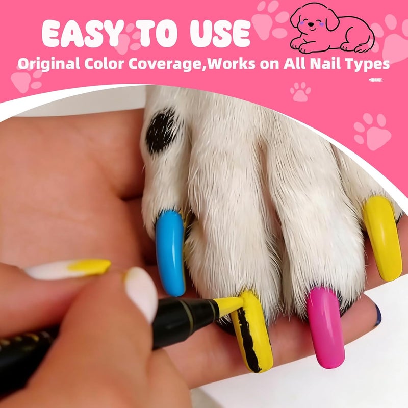OLINGYOU Dog Nail Art Pens,Nail Art Markers for Dog-6 Colors & 20 Pcs Dog Bowknot Hair Bows, DIY Nails for Pet, Dog Safe Nail Polish Non Toxic, Odorless, Easy to Apply - Image 2